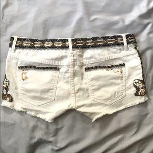 Express white jean beaded shorts!